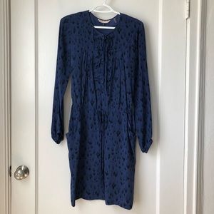 Rebecca Taylor blue ruffled silk dress